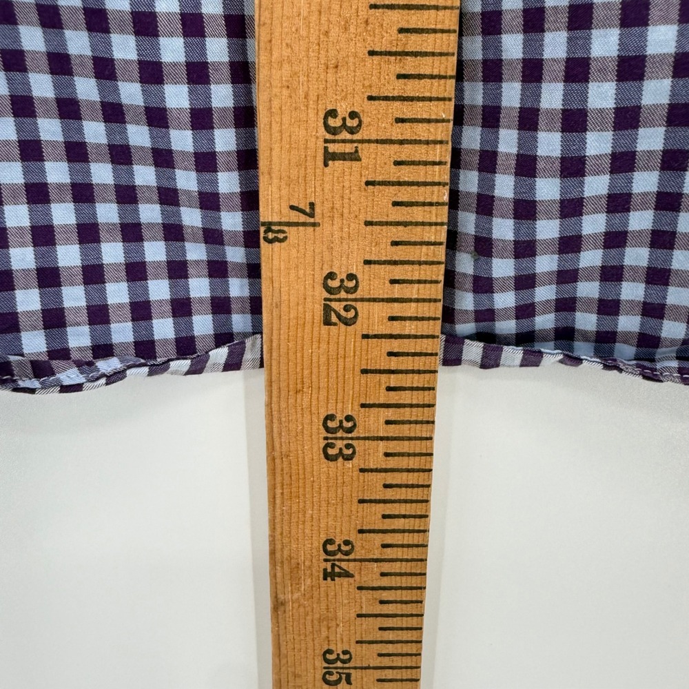 Sid Mashburn Button Up Men M Purple Gingham Spread Collar Long Sleeve Shirt FLAW - Picture 7 of 11